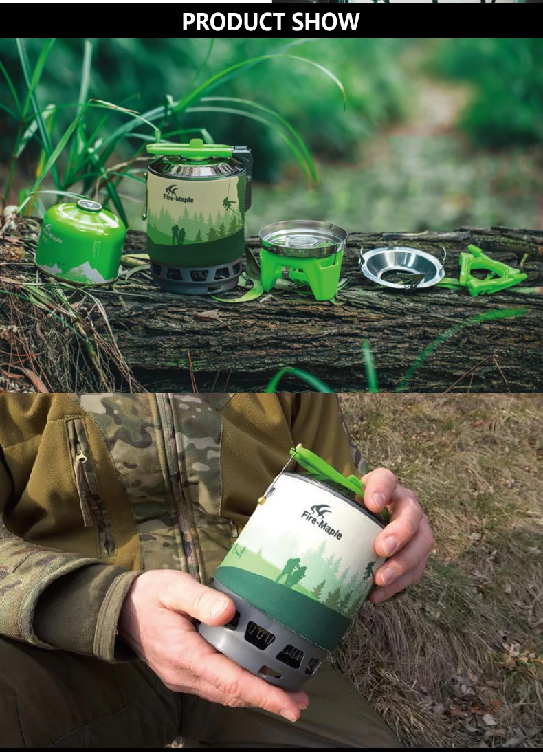 Fire Maple Camping Gas Burners Outdoor Solo Backpacking Cooking System 2200W 0.8L 600g with Piezo Ignition Gas Stove FMS-X3