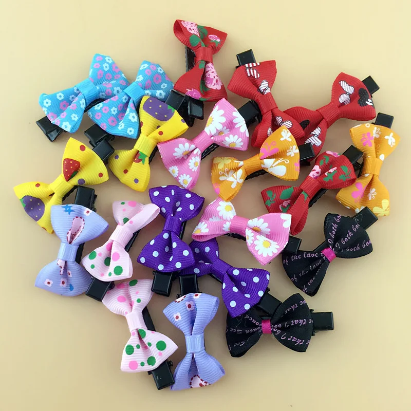 6pcs /lot Mix Color Mini Bow Barrettes Sweet Girls Solid Dot Stripe Hair Clips Kids Hairpins Hair Accessories for Women Girls