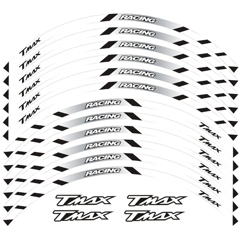 Nova alta qualidade 12 pçs ajuste da roda da motocicleta adesivo tarja decalques reflexivos aro para yamaha tmax
