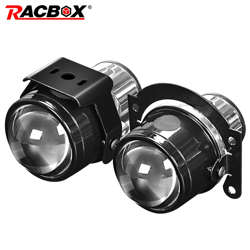 RACBOX Universal Fog Light Projector lens 2.5 inch Metal Bi Xenon Lenses Front Bumper Lamp H11 6000K HID Led Bulb Car Retrofit