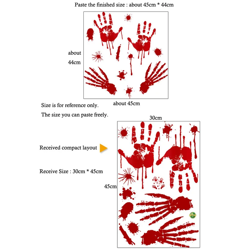 Halloween blood handprint Wall Sticker festival Home Decor Decals Wallpaper Window glass Holiday decoration Halloween sticker