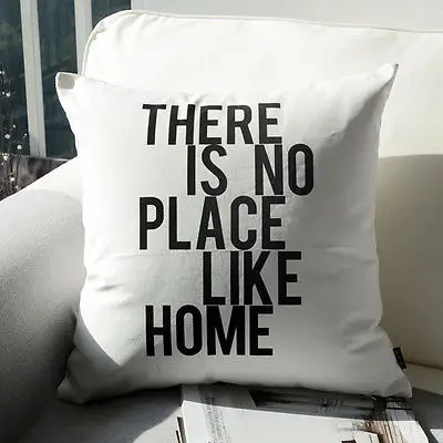 

Black White Quote Cushion Cover There Is No Place Like Home Letter Throw Pillow Case Car Cushion Seat Sofa Covers Sham Decor 18"