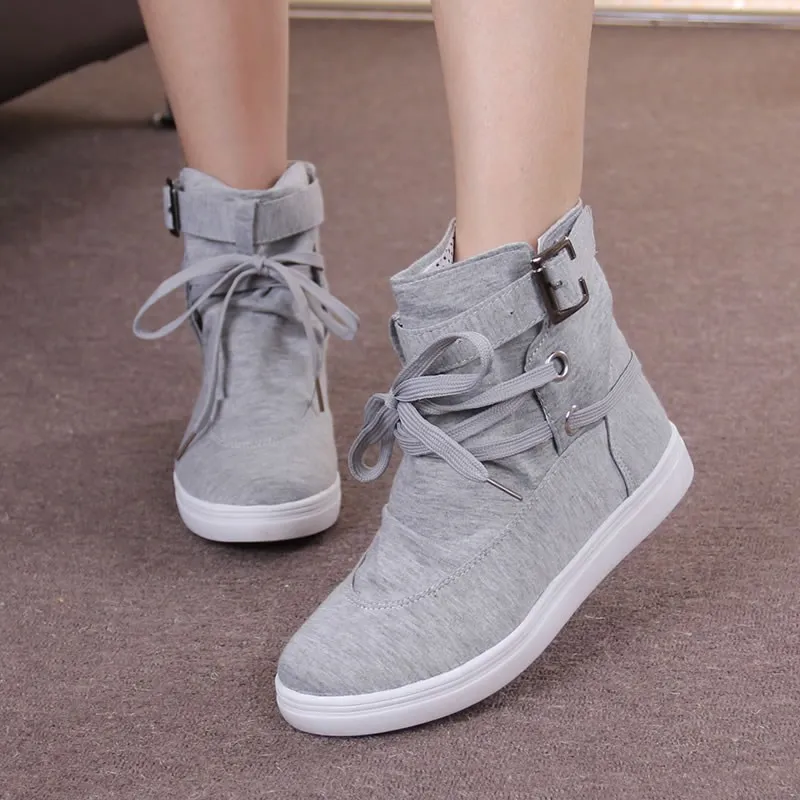 Women Sneakers Autumn 2020 Spring Canvas Women Casual Shoes Lace-Up Women Fashion Boots Platform Flats High top Women Shoes