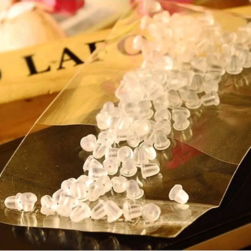 Healthy Plastic Clear Ear Stud Earring Plugs / Earplug Plug 70 to 100 Pieces/ Bag for Earrings