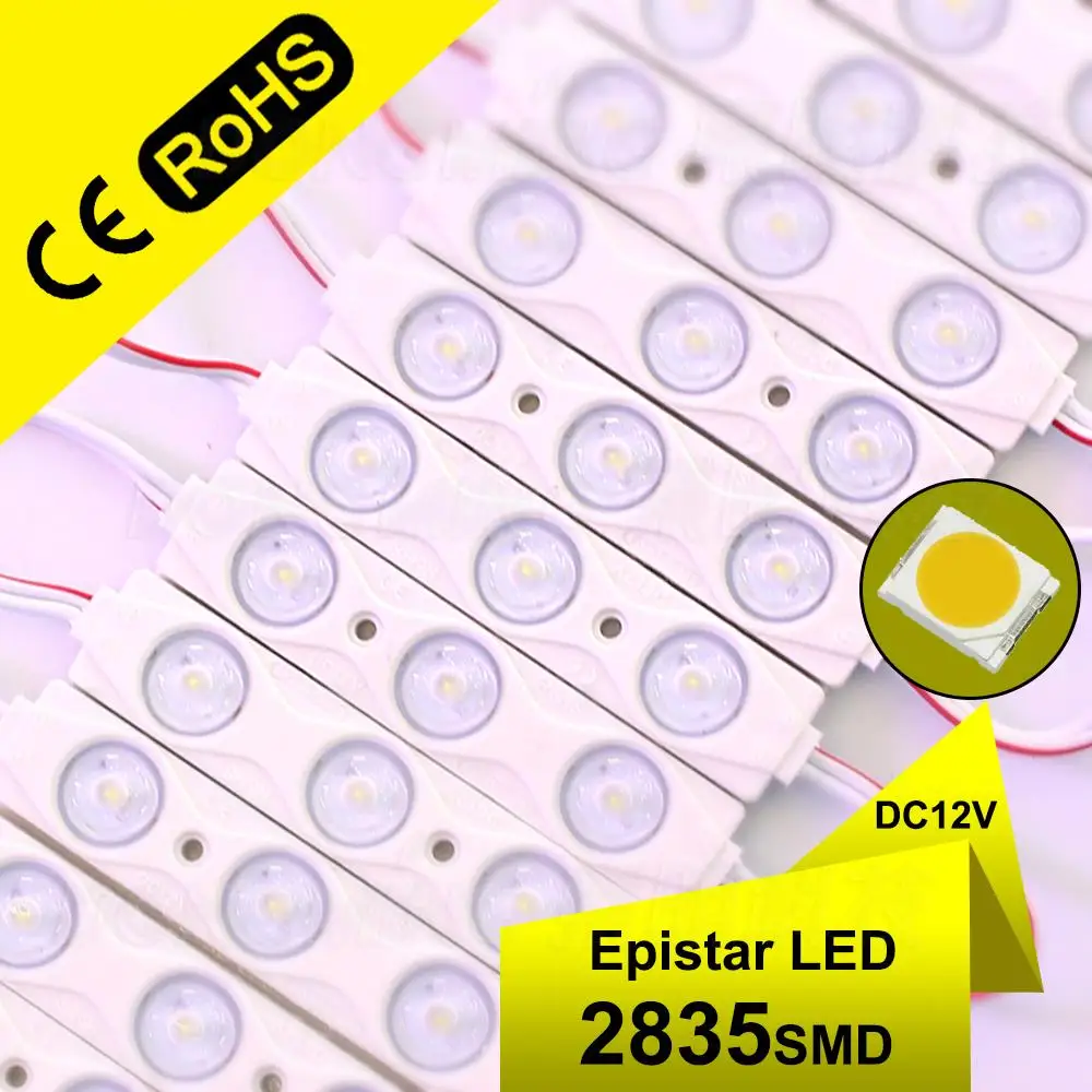 

High power 100pcs/lot wholesale ad light led module injection 3leds/pcs waterproof IP65 2835 LED light modules dc 12v led module