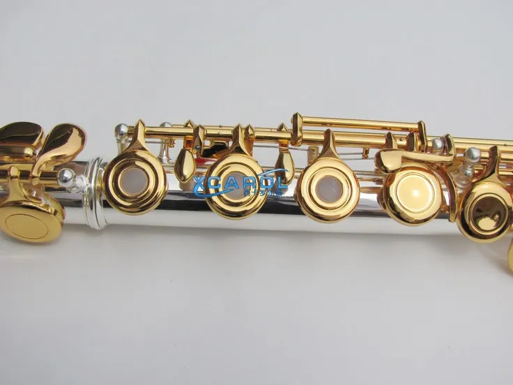 Advanced New 16 open hole Flute C key +E Gold Plate Keys with Silver plate Body