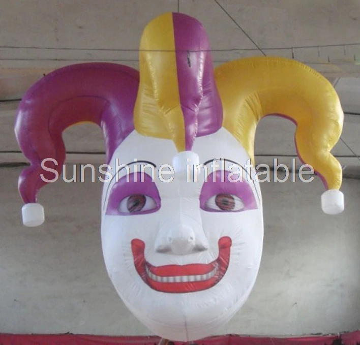 3m giant inflatable halloween decoration hanging inflatable clown head halloween mask with led lights for party event