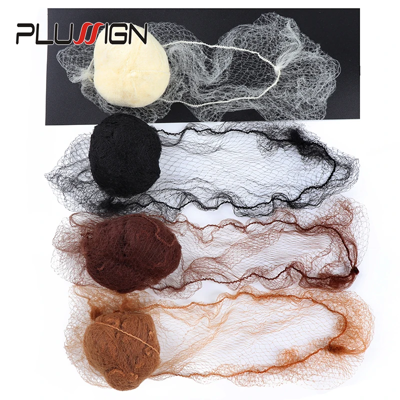 Plussign Nylon Hairnets Vô Hình Thun Viền Lưới Cho Bé Gái Nữ Bun 20 Chiếc Lông Mịn Lưới Cho Tóc Giả Dệt Đen cà Phê đen