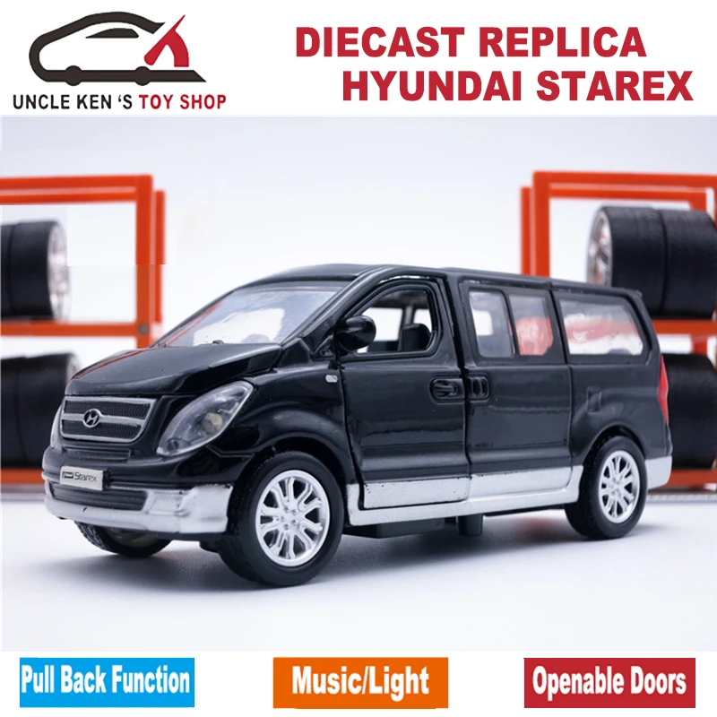 Scale Hyundai Starex Diecast Model Cars, Metal Mini Van, Kids Toys With Gift Box and Functions