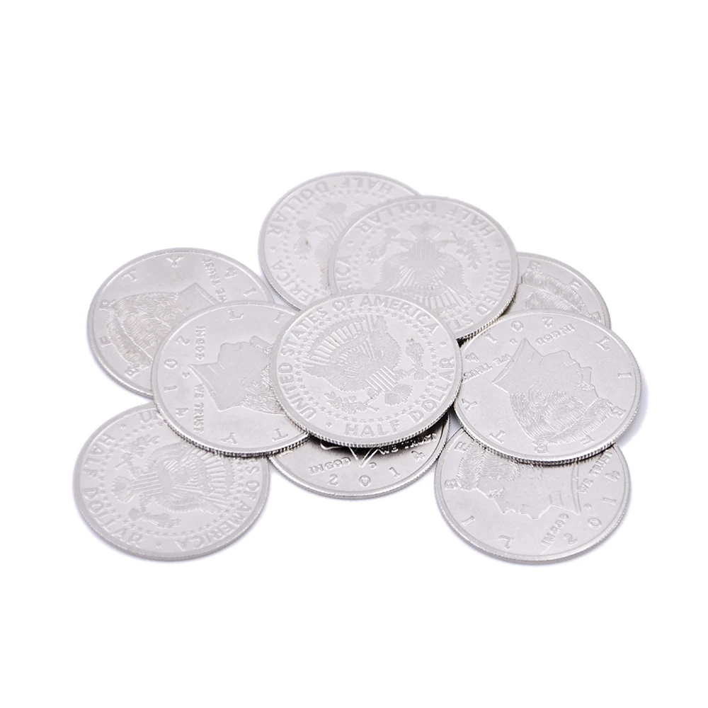 Coin Dumper + 10pcs Palming Coins(Half Dollar Version) Magic Tricks Appear/Vanish Magia Stage Accessories Illusions Prop Gimmick