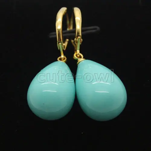 Hot sale new Style Huge 12X16MM tear drop blue Shell Pearl Earrings