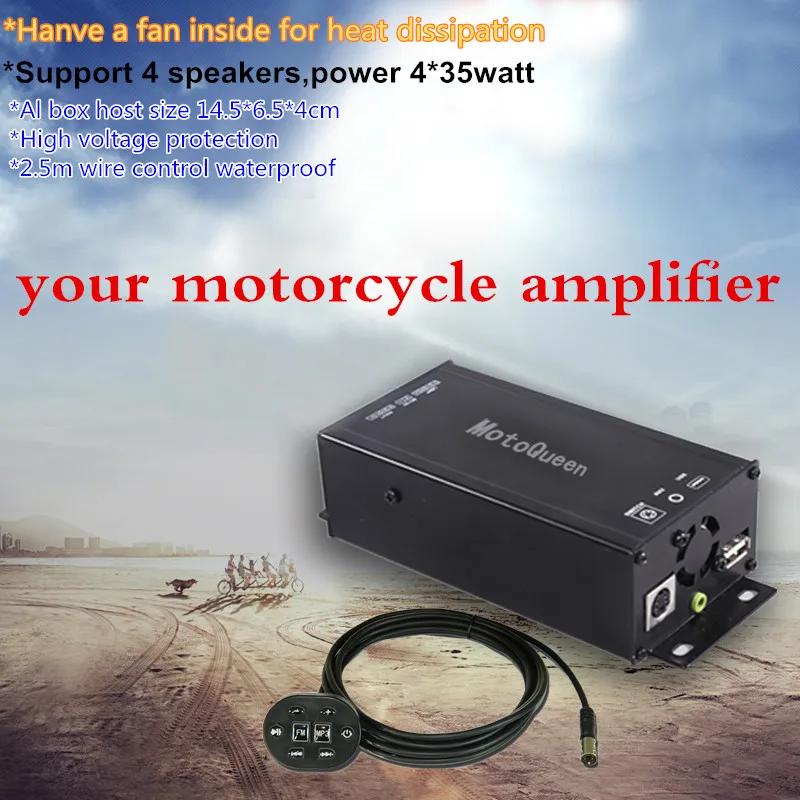 Amplificador de Audio de 12V para motocicleta, altavoces de Radio, reproductor MP3, Compatible con Bluetooth para ATV, UTV, Scooter, FM, USB,