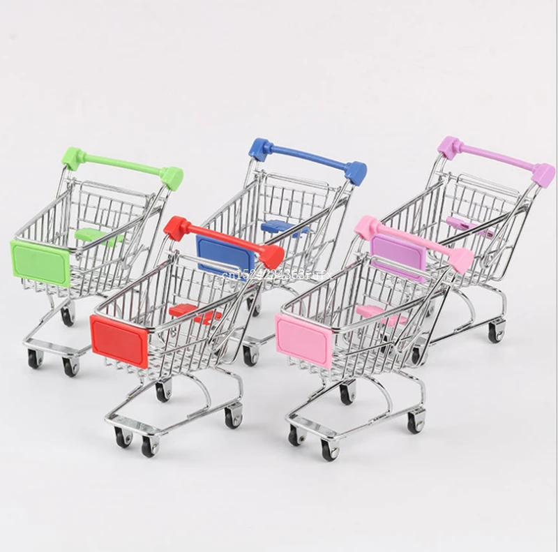 120 pcs Mini Shopping Cart Supermarket Storage Basket Trolley Handcart Funny Toys Baby Kids Simulation Toys Storage Bag