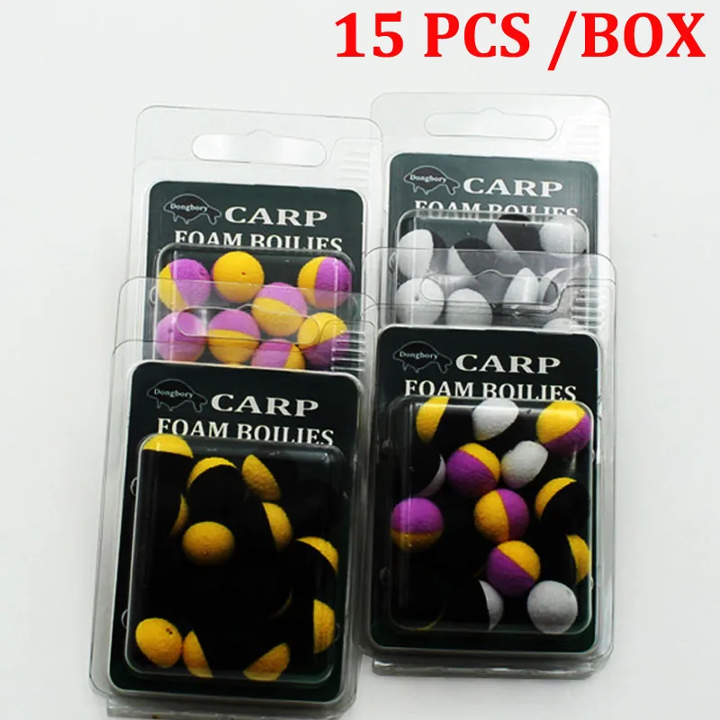 15szt Boilies Carp Fishing Bait Duo Foam Pop Up Boilies Ball Black & Yellow Imitation Bait for Carp Hair Zig Rig Feeder Fishing — zdjęcie 7