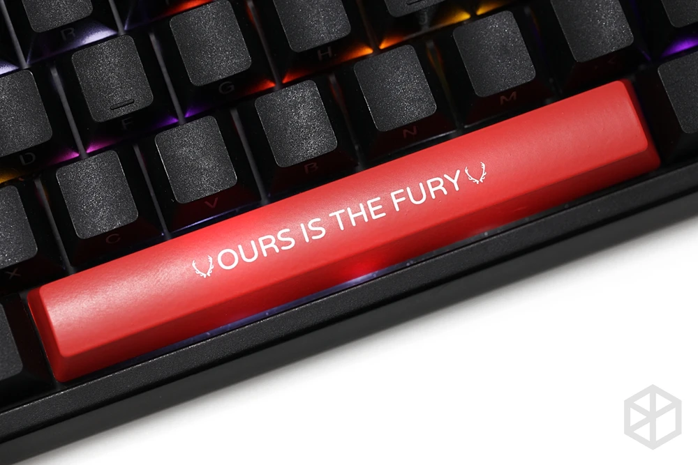 Novelty Shine Through spacebar Keycaps ABS Etched, black red custom mechanical keyboards light got houses mottos