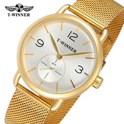 Fashion Winner Top Brand Minimalist Casual Mechanical Clock Men Black Mesh Steel Ultra Thin Design Wrist Watch Luxury Relogio