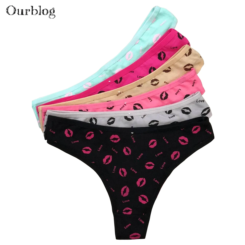 

OURBLOG 5 Pcs/lot Women Sexy Panties Cotton G Strings Women Thong Underwear Sexy Lingerie G String Female Panty M L Xl