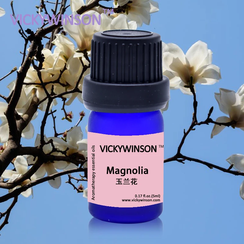 Vickywinson Magnolia Bloem Essentiële Olie 5Ml Water Oplosbare Geur Regenereeroplossing Clearing Zuiveren Vuur Aromatherapie Olie