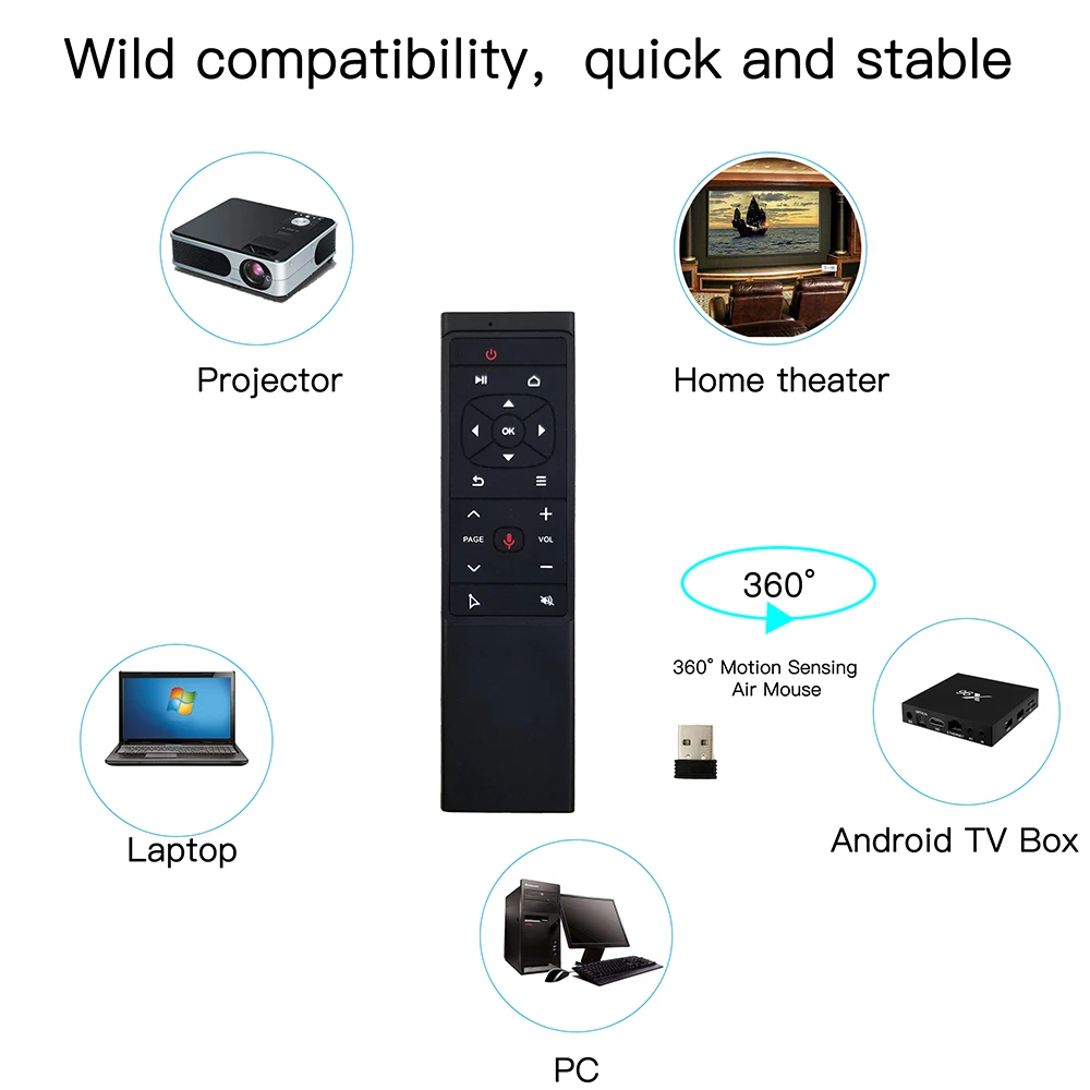Tiếng nói 2.4G Không Dây Chuột con quay hồi chuyển 6 trục mini Điều Khiển từ xa IR học Micro Mic cho Android TV BOX SMART TIVI