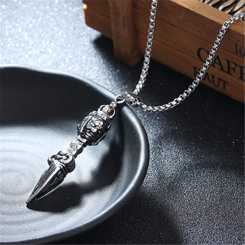 Stainless Steel All sides Buddha vajra Pendant Necklace Comprehensive Buddha Style Vajra Pendant Fashion Men Jewelry 24\