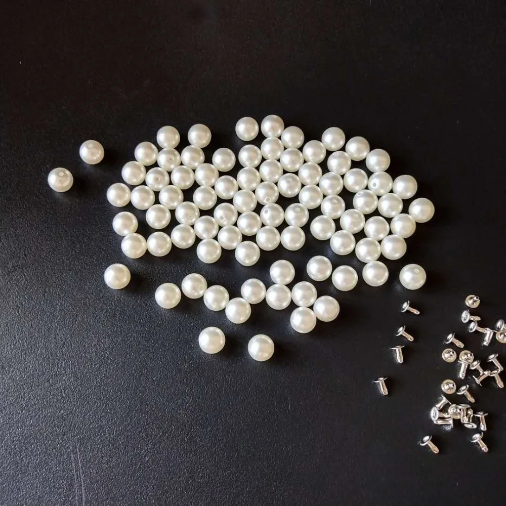 6/8/10MM Imitation ABS Pearl Rivets Wedding Clothes Leather Bag Shoe Decoration Supplies Studs DIY Hand Craft Press Pearls Rivet