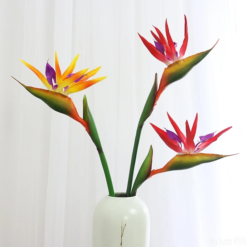 2018 silicone paradise bird strelitzia simulation beautiful fake flower arrangement wall decoration for home hotel office table