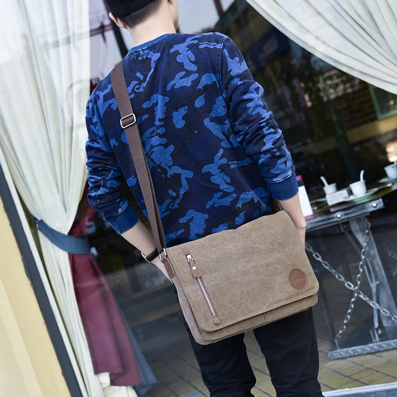 2023 Men Bags Male Canvas Shoulder Bags Unisex Crossbody Messenger Bags Large Retro Satchels for Travel Envelope Briefcase