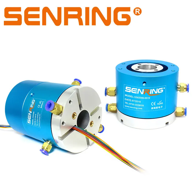 Hole Bore 30mm Slip Ring 2 Passages Rotary Union 6/12 Wires Electrical Sliprings 2A/5A Power Current Transfer with Port G1/8''