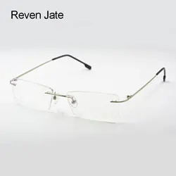 Reven Jate Titanium Memory Flexible Rimless Frame Eyeglasses Optical Prescription Glasses for Women and Men Frame Shape Customed