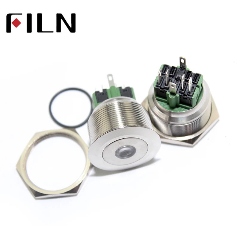 

CE FILN 28mm panel hole dot led light illuminated momentary latching push button switch