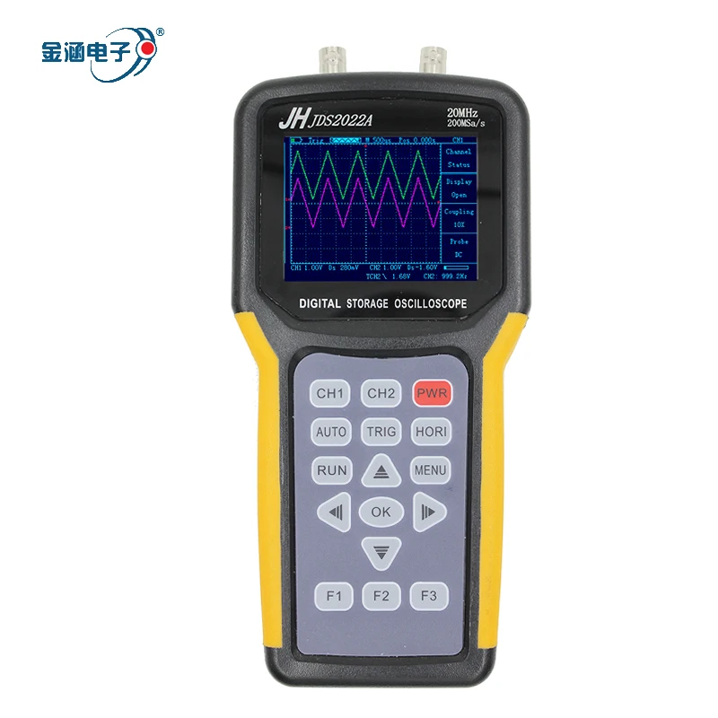 Osciloscopio de mano de 2 canales, 20MHz, ancho de banda, mini osciloscopio digital portátil Jinhan JDS2012A JDS2022A