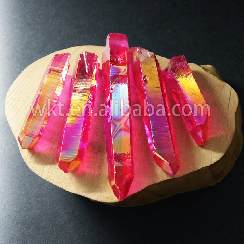 WT-G064 Wholesale charm aura crystal stone for jewelry making aura spirit crystal quartz blink red beautiful color natural stone