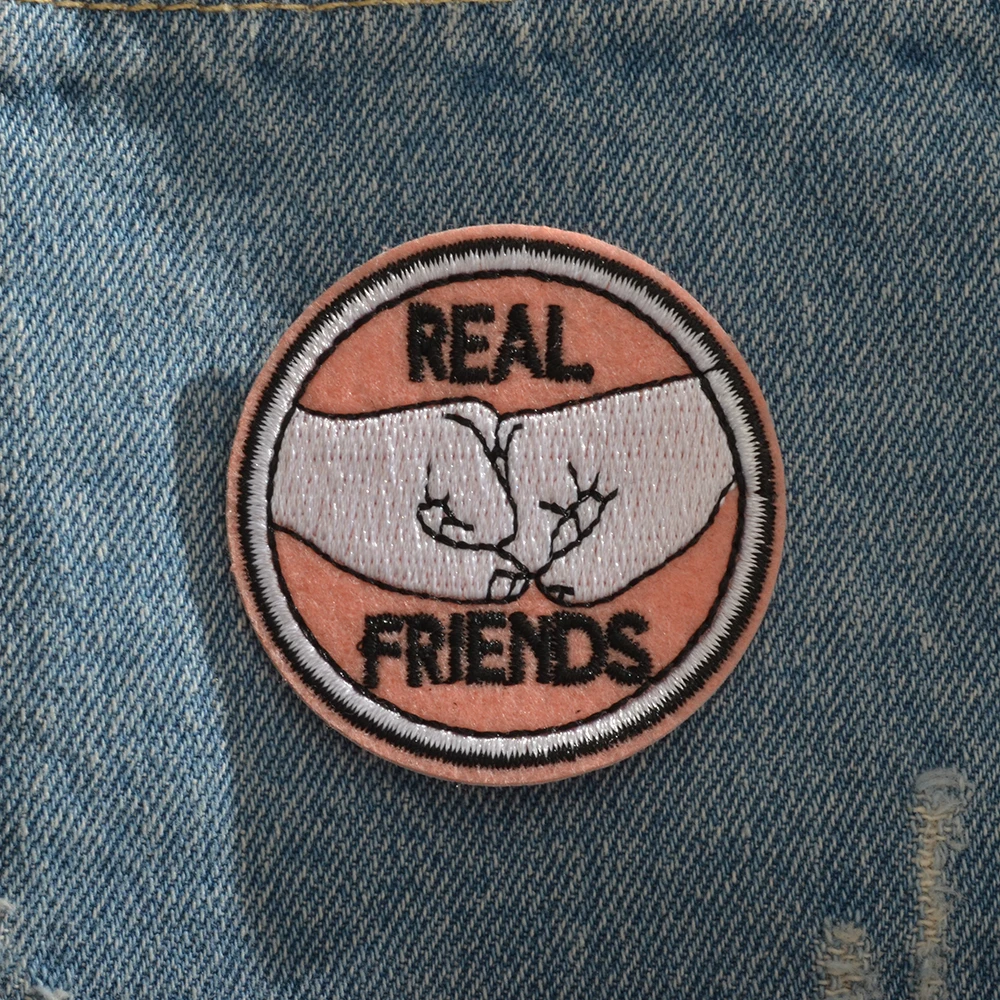 1 Piece Real Friends Backpack Patch for Clothes Applique Iron On Motorcycle Patches Jacket Friendship Badges For Clothing