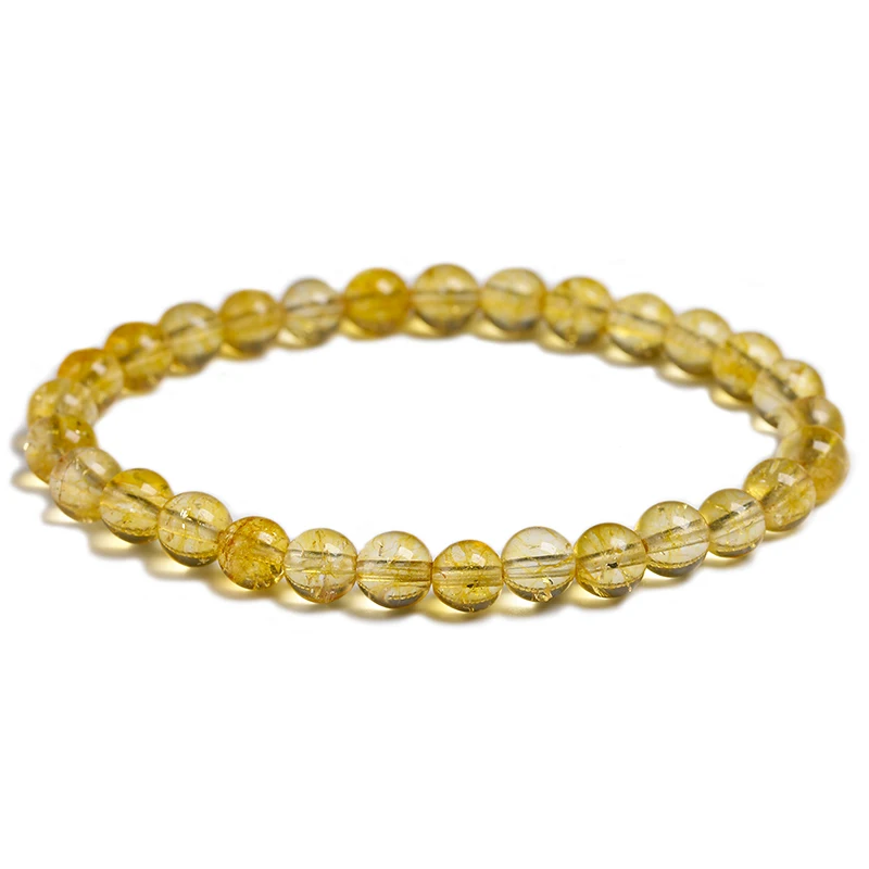 Natural Yellow Citrine Stone 6mm 8mm 10mm Beads Bracelet Handmade Quartz Jewelry for Woman Men Unisex Stretch Bangle Gift