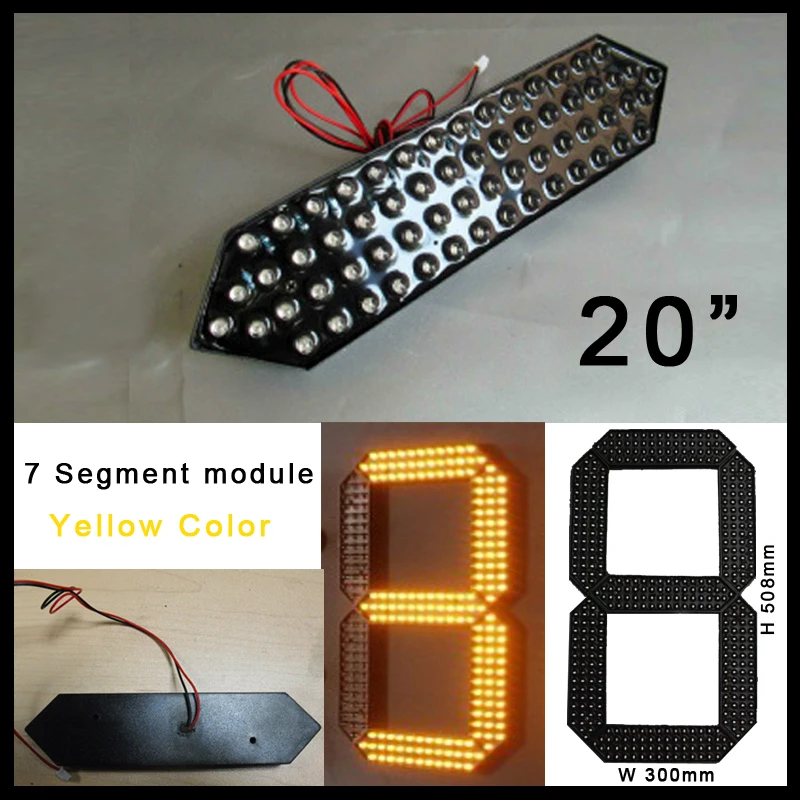 

20" Yellow Color Digita Numbers Module,outdoor Led Gas Price7 Segment Of The Modules,high Brightness Led Chip,led Billboard