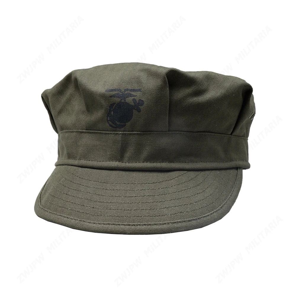 WW2 US HBT USMC PACIFIC CAMOUFLAGE KHAKI MARINE CORPS CAP HAT