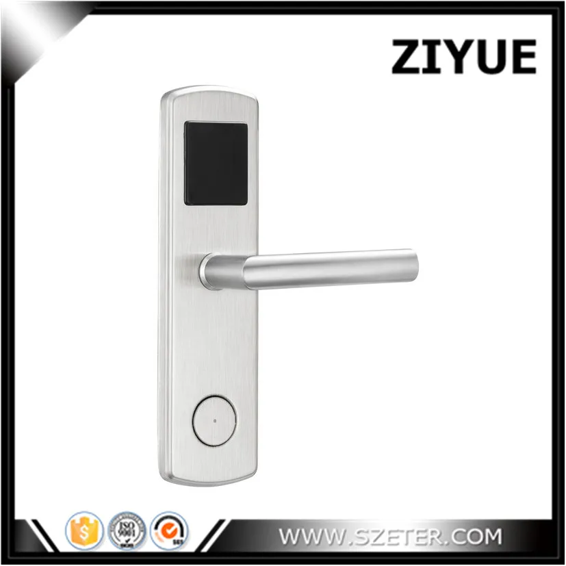 ZIYUE 304  Stainless steel  125khz Rfid Card RF ID Hotel Card Key Lock System for Hotel Office with Manual Key ET600RF