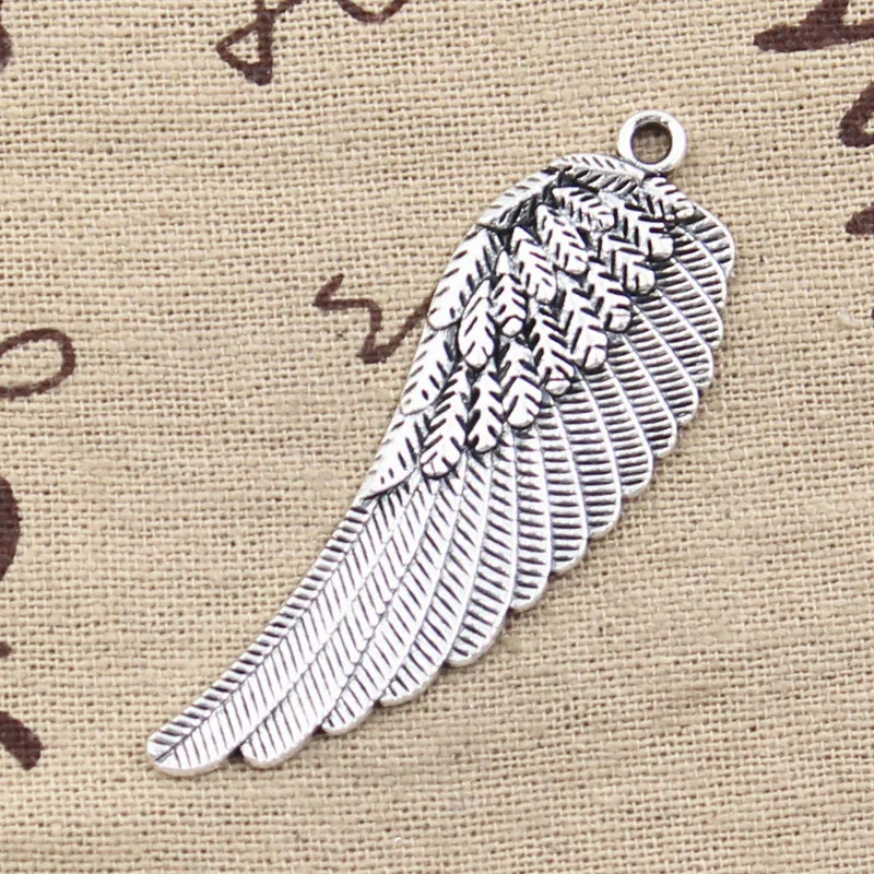 8pcs Charms Angel Wings 55x19mm Antique Silver Color Plated Pendants Making DIY Handmade Tibetan Silver Color Jewelry