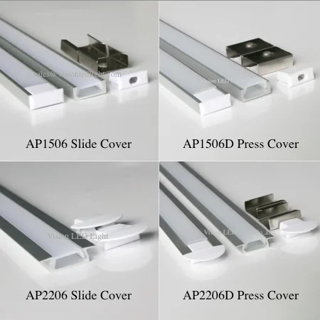 30m(30pcs) a lot, 1m per piece led aluminum profile slim AP1506D-1m with milky diffuse or clear cover