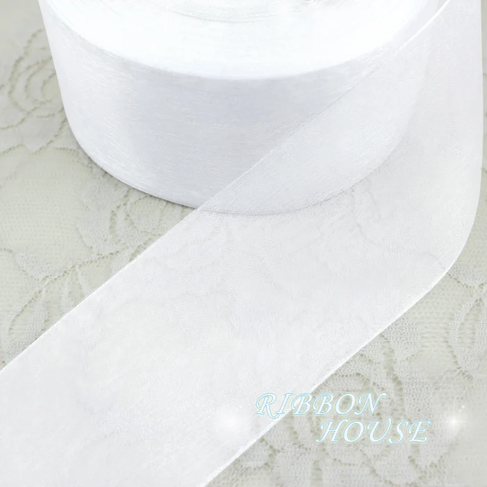 40mm White organza ribbons wholesale gift wrapping decoration Christmas ribbons