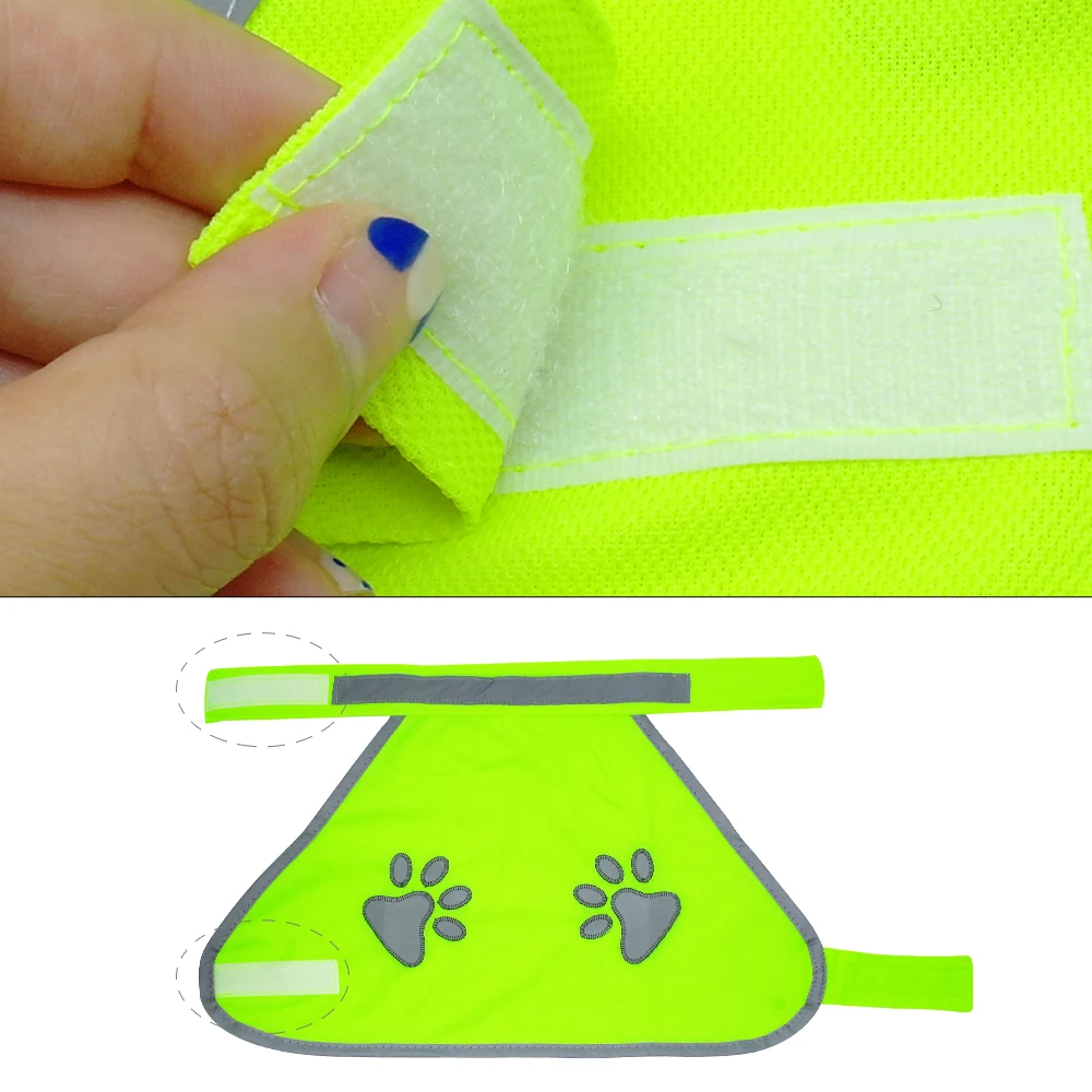 Reflective Super Visibility Dog Clothes Paw Print Dog Safety Vests Harness For Small Medium Large Dogs Outdoor Hiking Walking