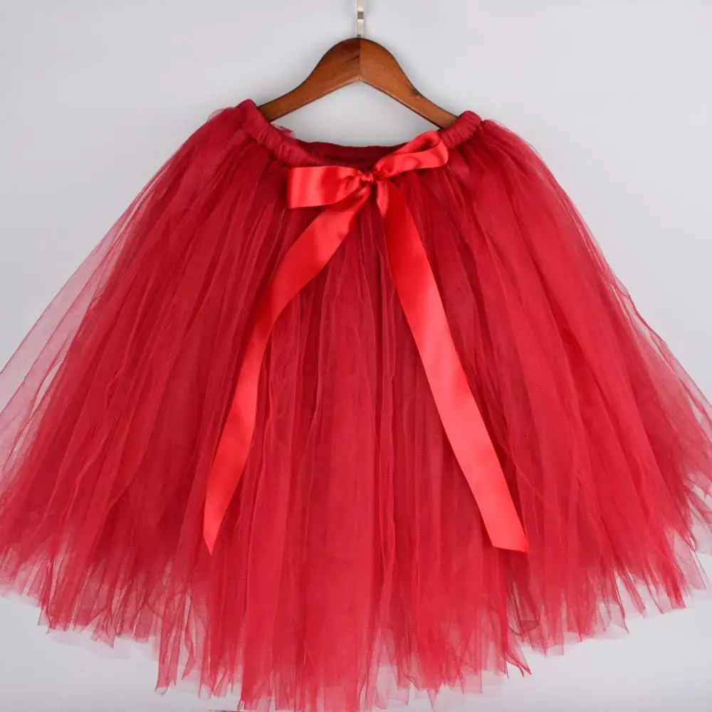 Maroon Adult tutu skirt Women Keen Length Fluffy Tulle Tutus Lady Birthday Party Costume Mother and Daughter Photo Prop Skirt