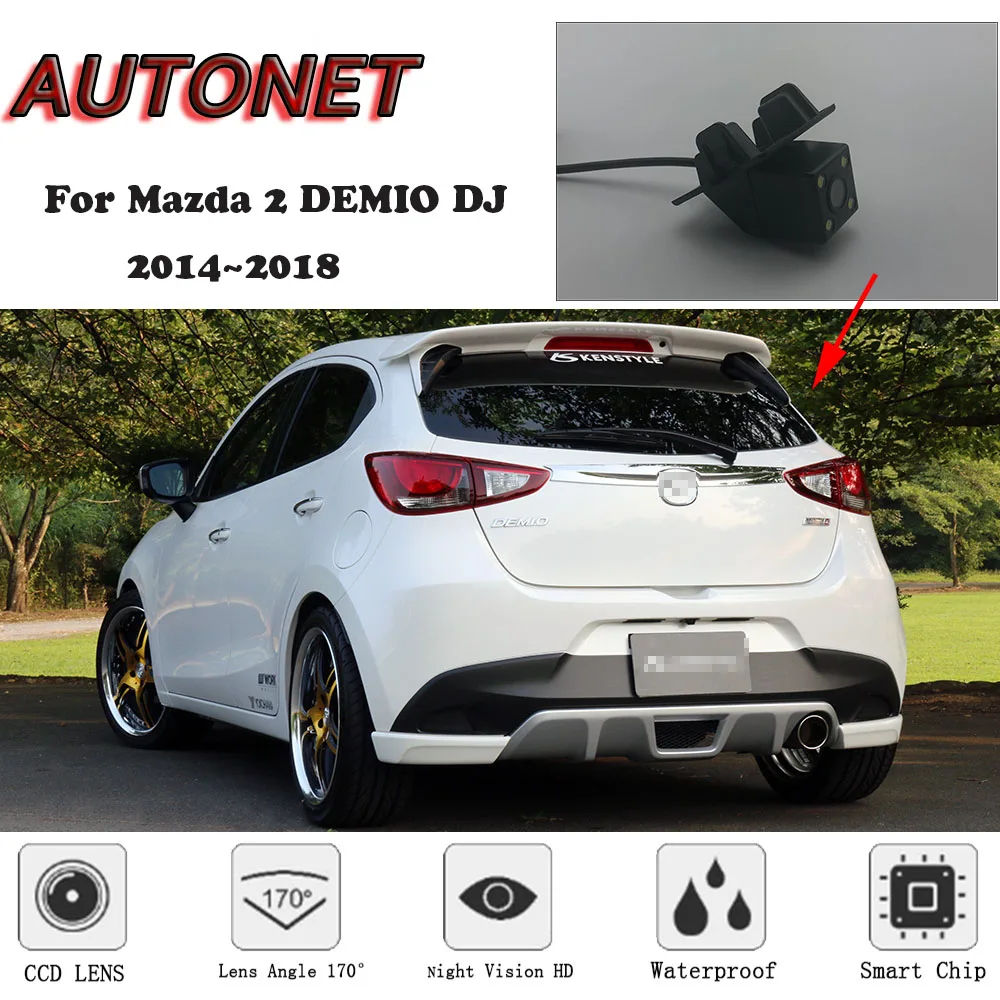 AUTONET HD Night Vision Backup Rear View camera For Mazda 2 DEMIO DJ 2014~2018/CCD/license plate camera