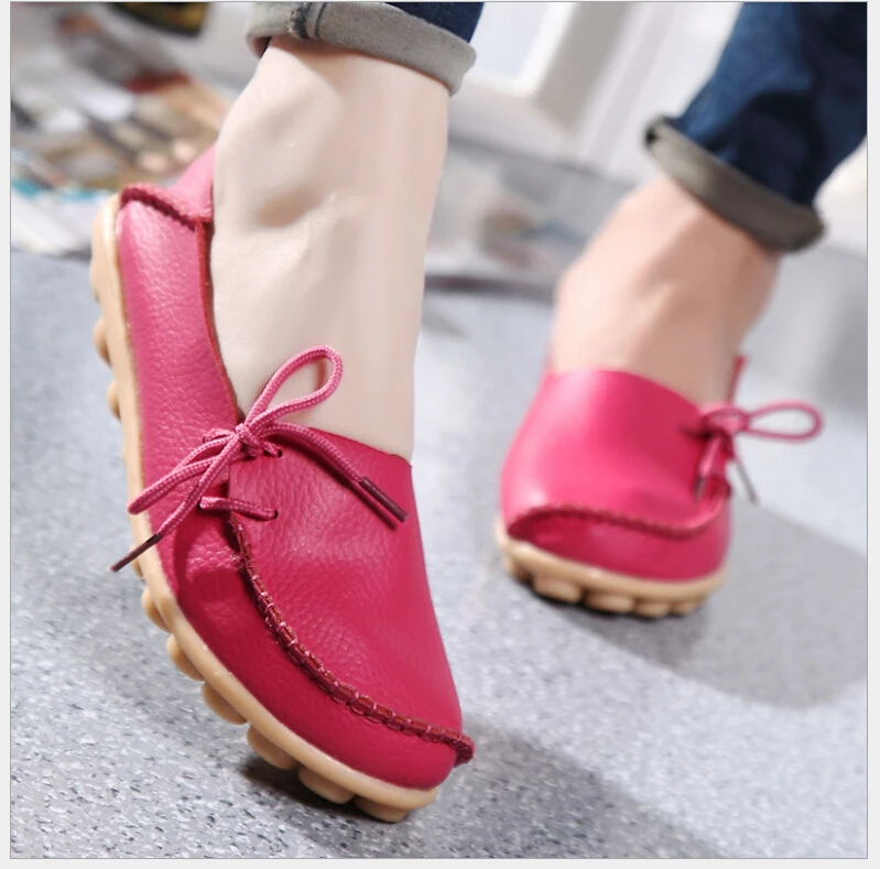 20 Colors Spring Women Genuine Leather Mother Shoes Moccasins Women's Soft Leisure Flats Female Driving Shoes Flat Loafers