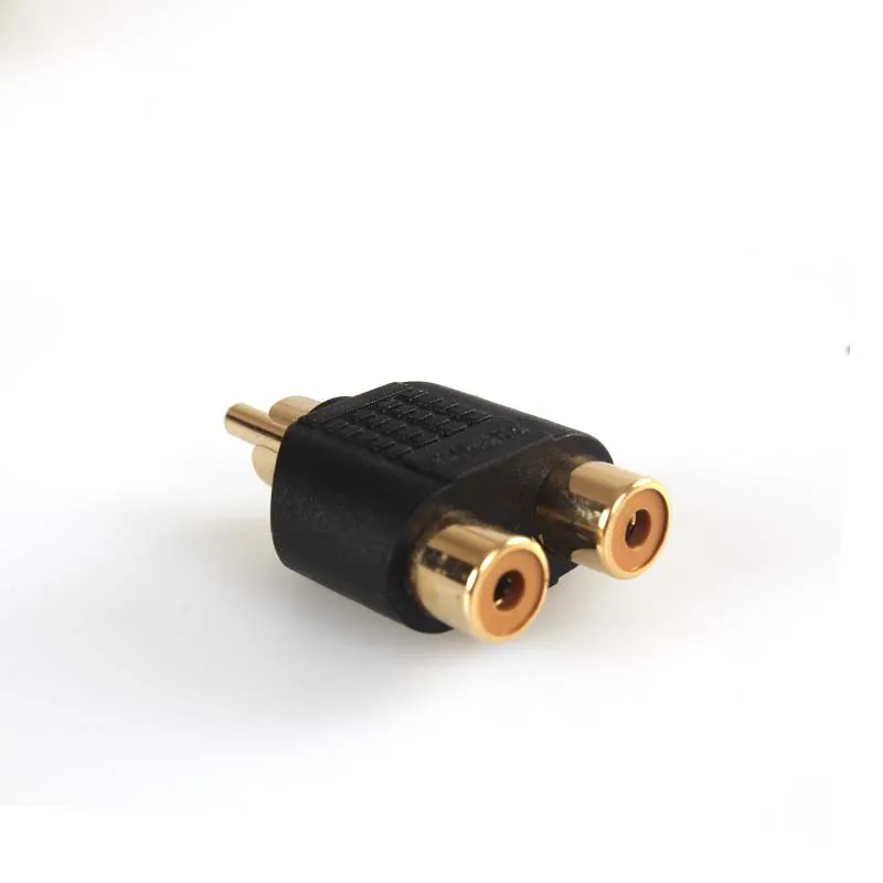 gold planted 1 to 2RCA Phono Audio SOUND Video AV RCA Y Splitter Adapter Mono to Stereo Nickel Pl