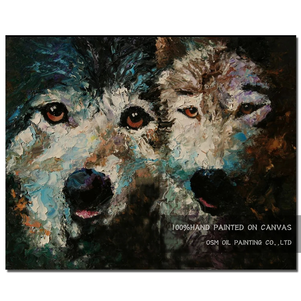 

Newest Arrival Artist Hand-painted Good Texture Oil Knife Painting on Canvas Modern Abstract Wolf Oil Painting for Living Room