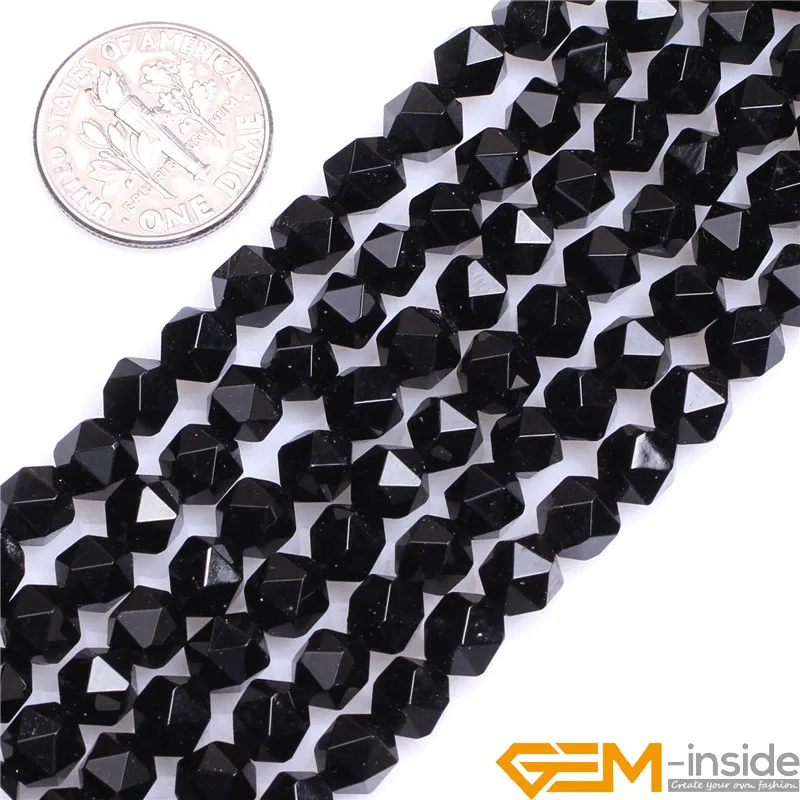 AAA Grade Faceted Black Agat Beads Natural Stone Beads DIY Loose Beads For Cambay Jewelry Making Strand 15 Inch Wholesale!