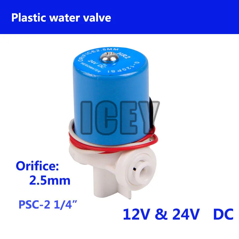 Solenoid Valve Water Fitting 2 Way Plastic Pure RO Water Machine Special Solenoid Valve DC24V DC12V AC 110V 220V 1/4 