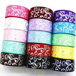 10 Yards 22mm  silver foil multicolor grosgrain ribbon hair accessories hair bow diy bow gift party decoration cartoon