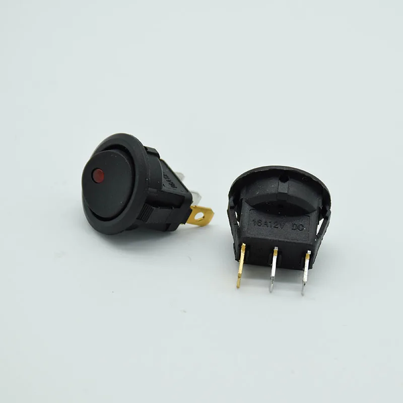 4Pcs/lot 3 Pins With  Led Lights Switch 12V 16A DC 23 * 23 * 25mm Cat Eye Switch Car Auto Boat Round Rocker Switch ON-OFF